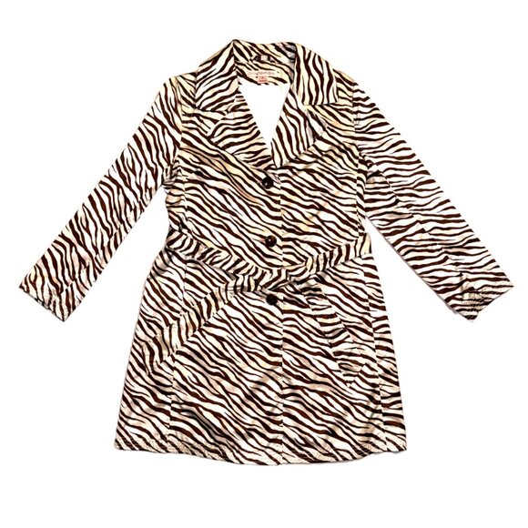 VIA SPIGA | VNTG Zebra Print Belted Trench Coat Jacket - Picture 1 of 5